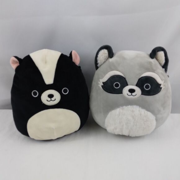 Kellytoy Other - 2 8" Squishmallow Plush Toys Raccoon Skunk Forest Animals Kellytoy